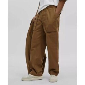 Mode Of One Mens Army Brown Relaxed Fit Straight Leg Utility Pants 30